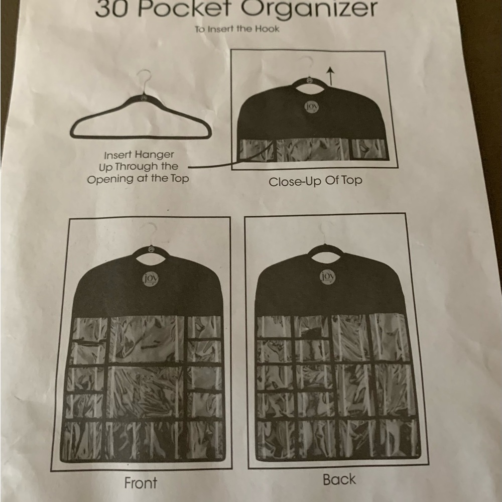 JOY MANGANO 30 pocket Brown hanging organizer NIB NWT